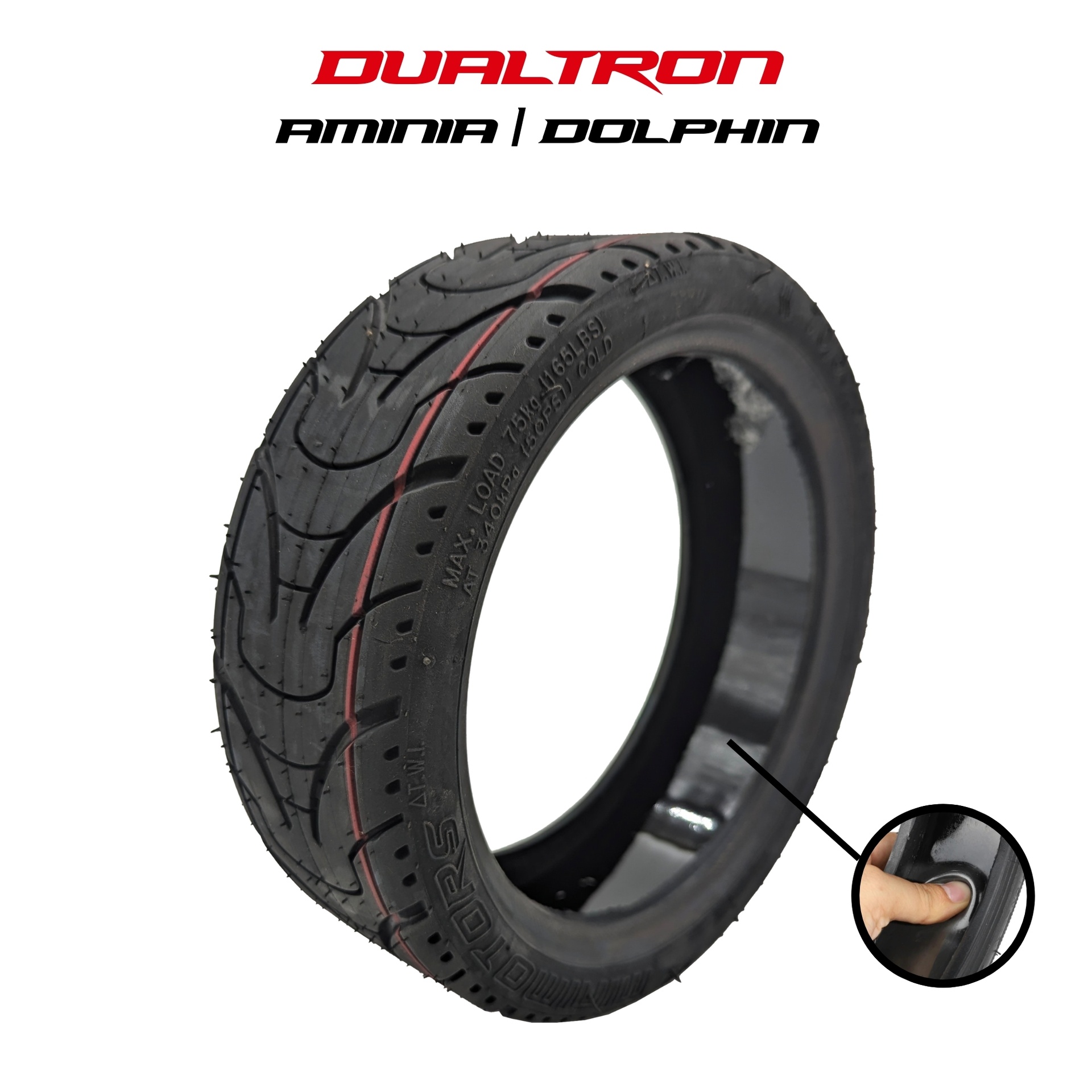 Pneu avant anti-crevaison pour trottinette Dualtron