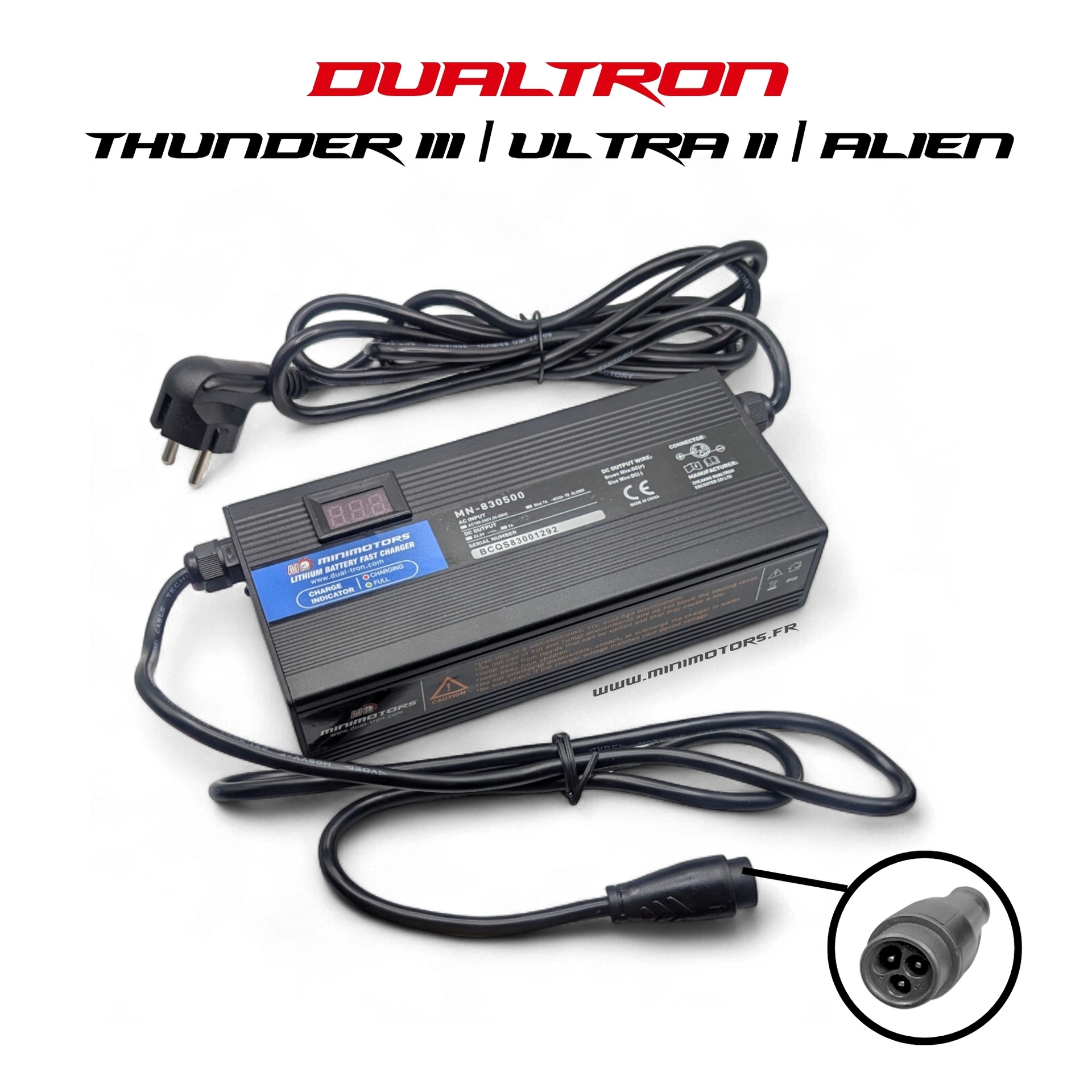 Chargeur rapide 83V pour 72V pour trottinette Dualtron