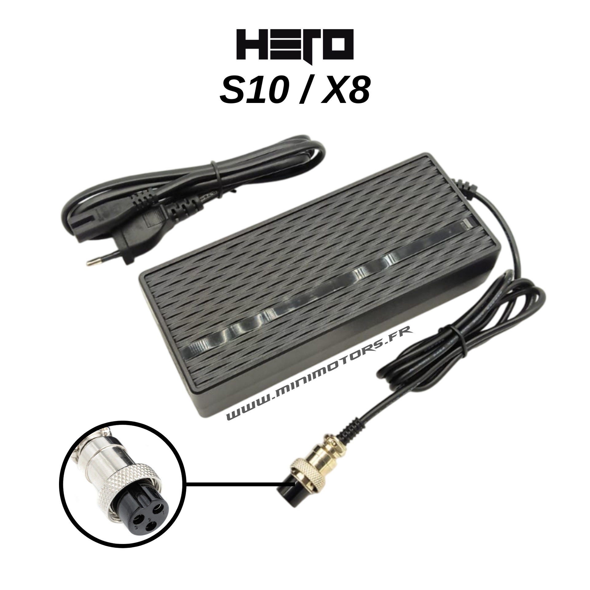 Chargeur rapide 48V (54.6V 3A) pour trottinette Hero