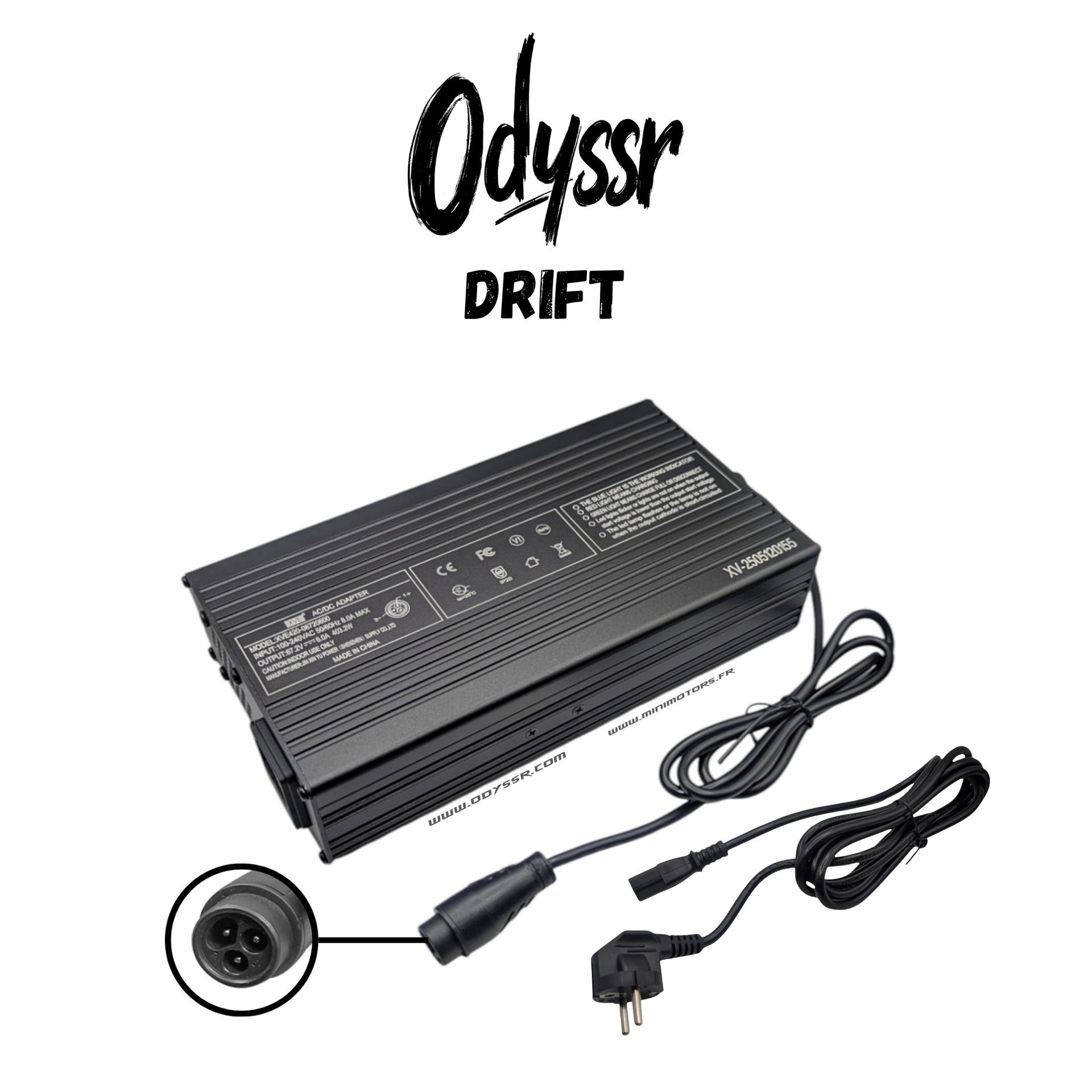 Chargeur rapide 67,2V 6A pour trottinette Odyssr